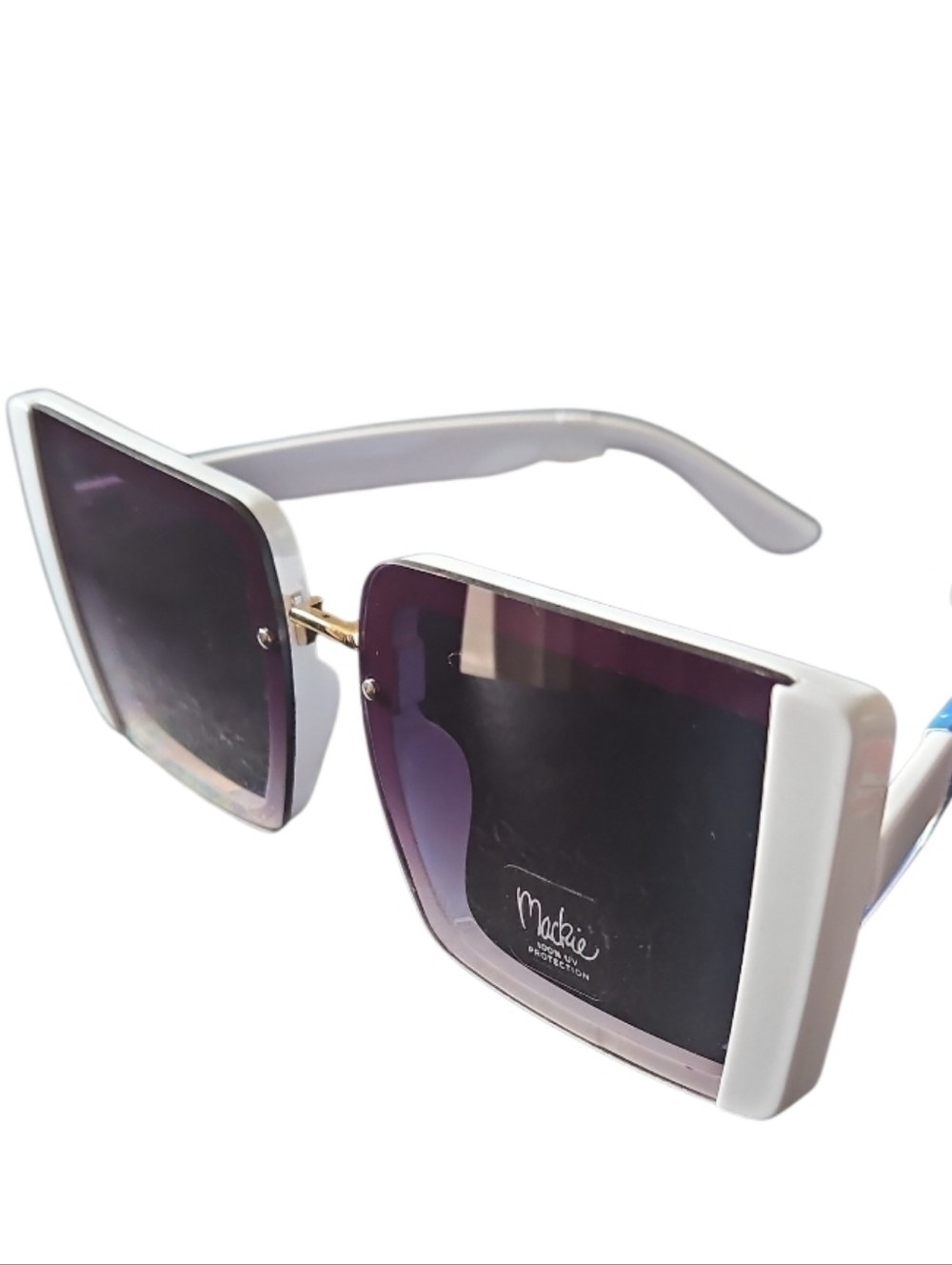 NEW! BOB MAKIE White Frame Oversized Sunglasses with Square Lenses.